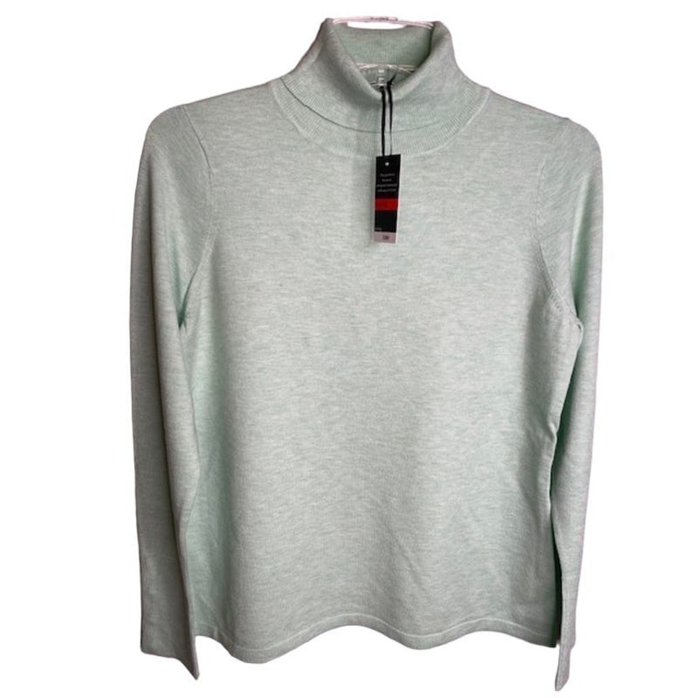 J' Envie New York Mint Green Women's LS Turtleneck Sz Small Button Detail NWTs